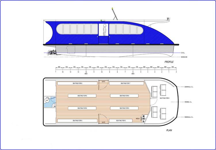 11.5m River Low Wake Transfer Boat